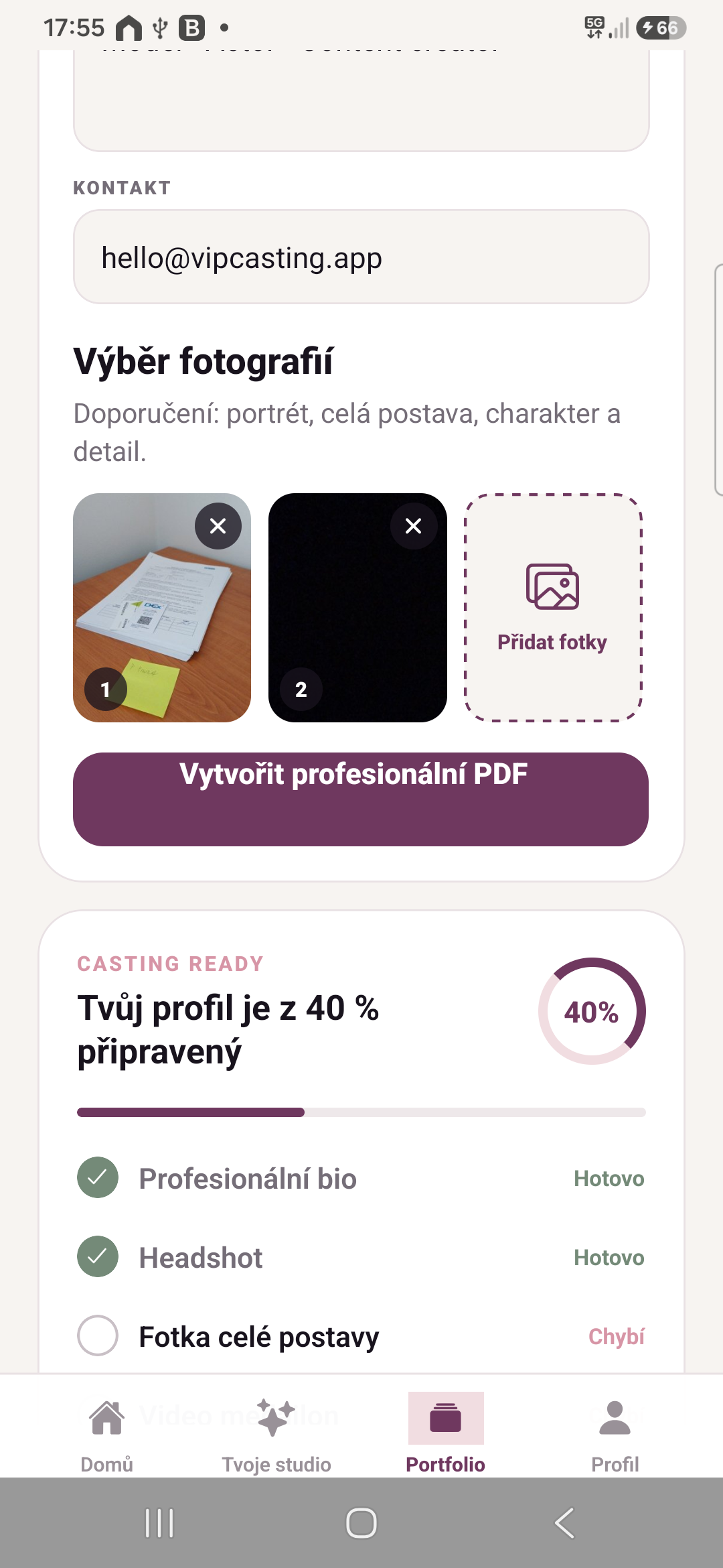 Tvorba fotografického portfolia ve VIPCasting
